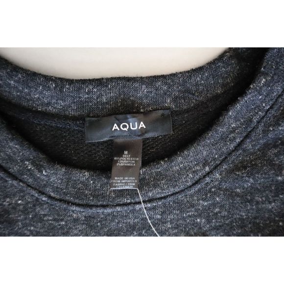 Aqua 7375 Women's Sz Medium Charcoal Cashmere/Wool L/S Midi Sweater Dress - Picture 9 of 9